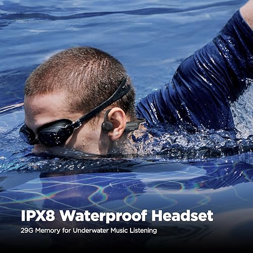 Miniatura 4 de SANAG Auriculares deportivos Bluetooth de conducción ósea de oreja abierta, IPX8 impermeables auriculares inalámbricos para natación, diseño de luz