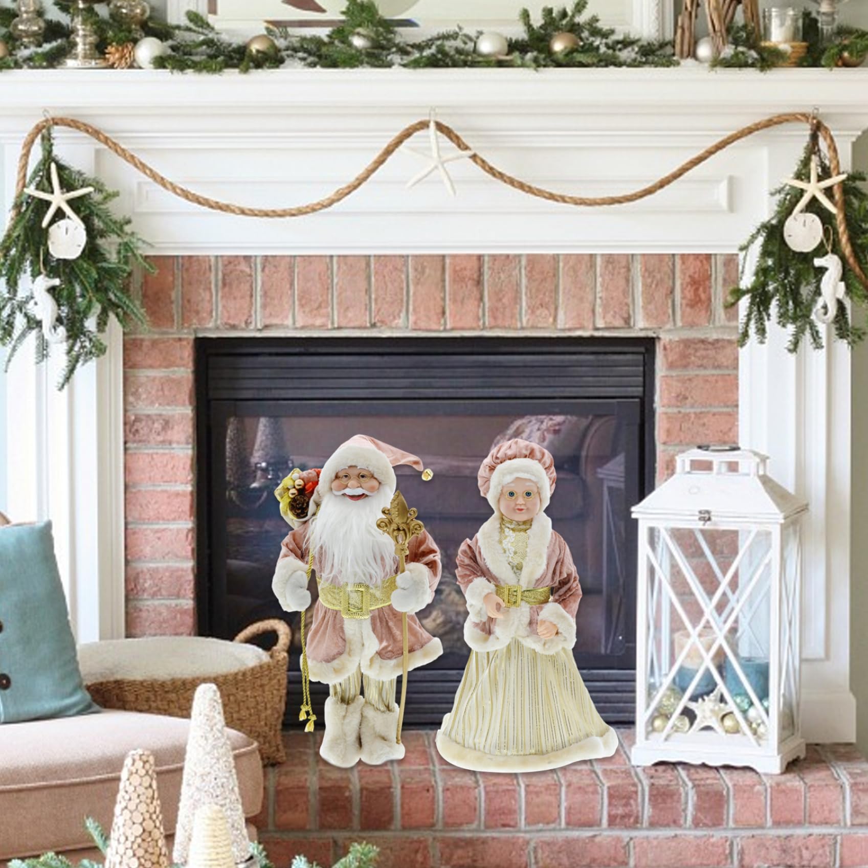 Weihnachtsmannfiguren, 2 Stück, 45,6 cm, realistische, nette Weihnachtsmann- und Weihnachtsfrau-Figuren, süße Weihnachtsmann-Puppe, Ornament für Fenstertisch, Weihnachtsdekoration, Geschenk, Weihnacht