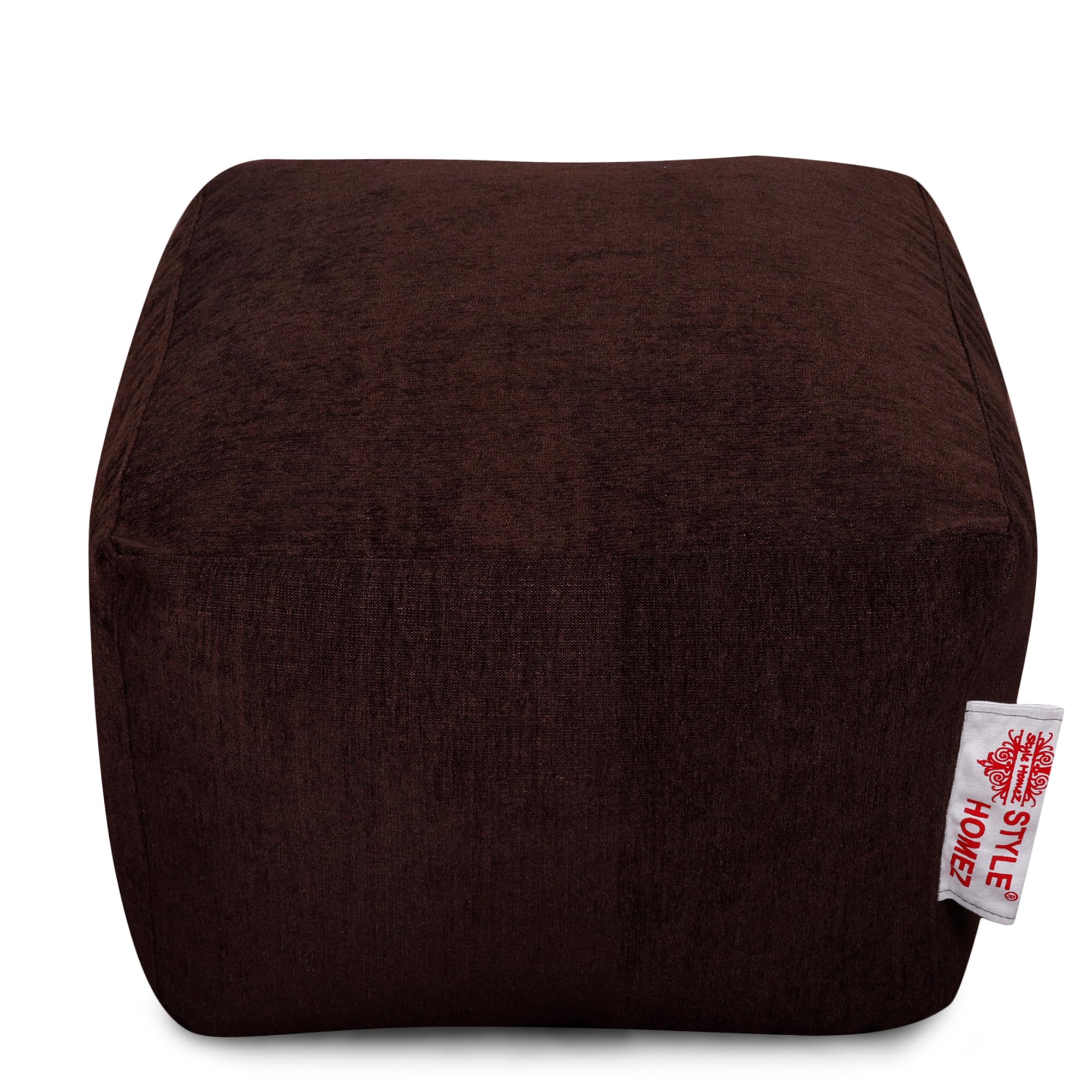 Style Homez Haut Collection, Square Poof Bean Bag Ottoman Stool Large Size Shade Brown Color Premium Velvet Fabric, Cover Only-image-44