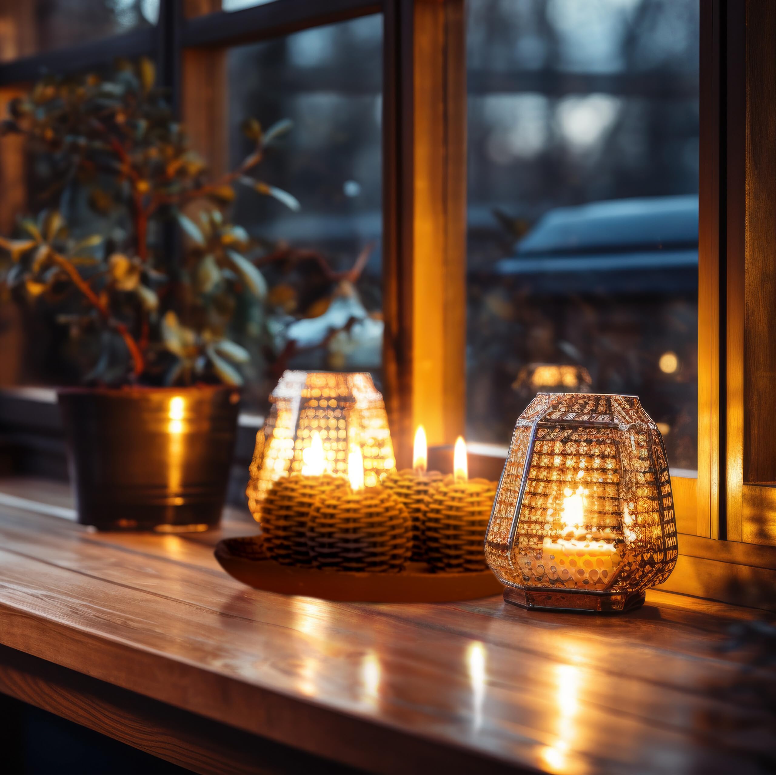 Relaxdays Portacandele Decorativo con Vassoio, 4 Porta-Tea Light e Sabbia, per Il Tavolino e Il Salotto, Grigio Bianco, Fibra di Legno, 8 x 27,5 cm