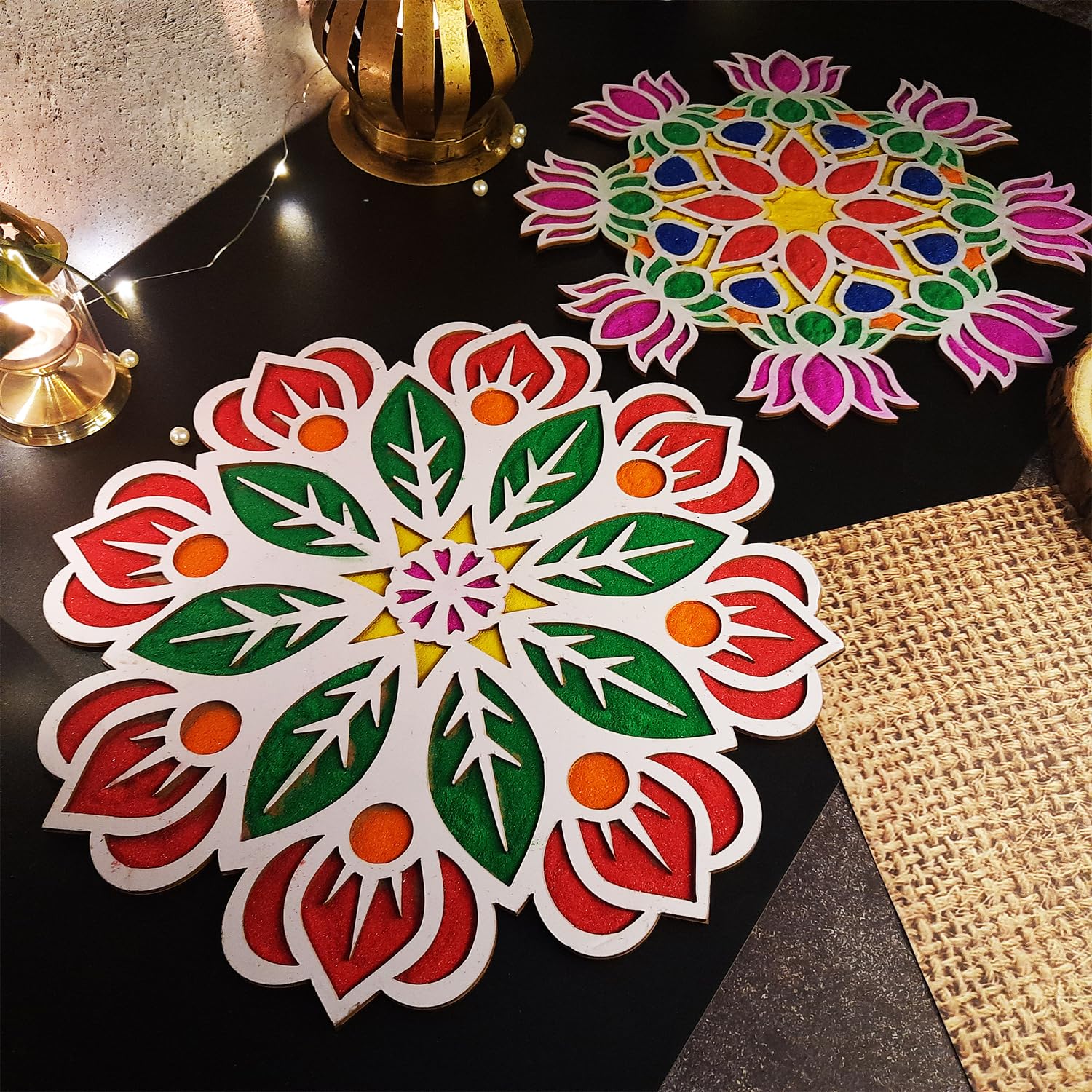 Ascension Pack of 2 Different Design Portable Rangoli (11 inches) Stencil for Decor DIY Craft Reusable Templates for Floor Table Just Fill with Rangoli Atta or Grains for Navratri Pongal Pooja Mandir (Design 2) (B0CKQXQXB4) Amazon Price History, Amazon Price Tracker