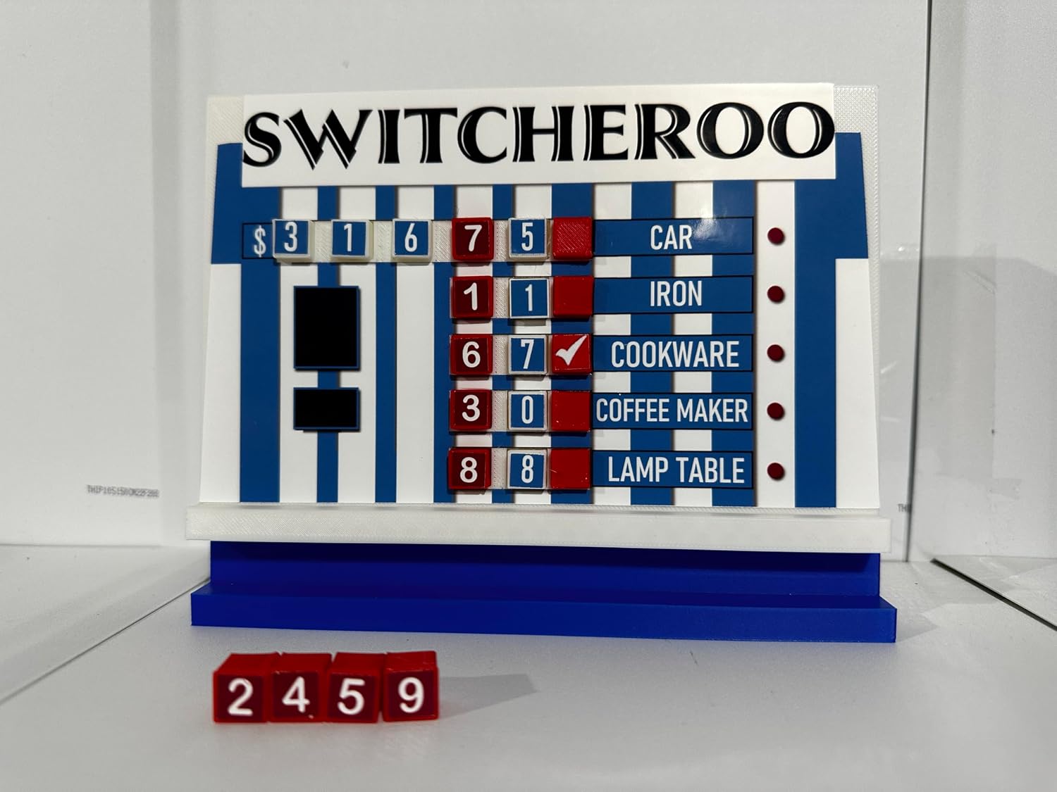 The Price is Right "Switcheroo" Pricing Game 7 inches long x 5.5 inches high x 2 inches wide