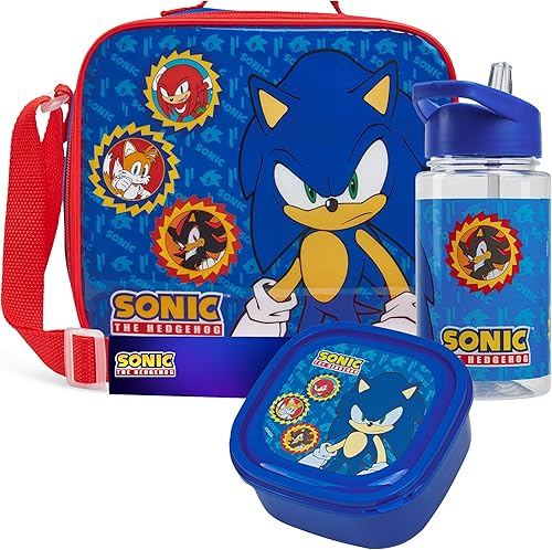 Miniatura 1 de Get Trend SONIC THE HEDGEHOG - Juego de 3 bolsas de almuerzo para niños, con botella de agua a prueba de fugas y pequeña lonchera aislada para la
