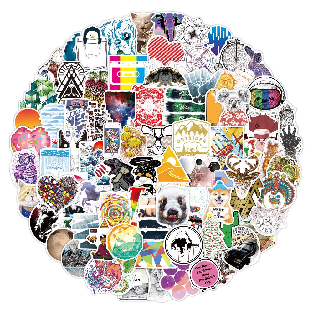 Alicia Alexander 100 pcs/Pack Fashion Cool Stickers No Repetition Cute Sticker Vinyl Cool Skateboard Guitar Travel Case Sticker Water Bottle Laptop Luggage Bicycle Stickers