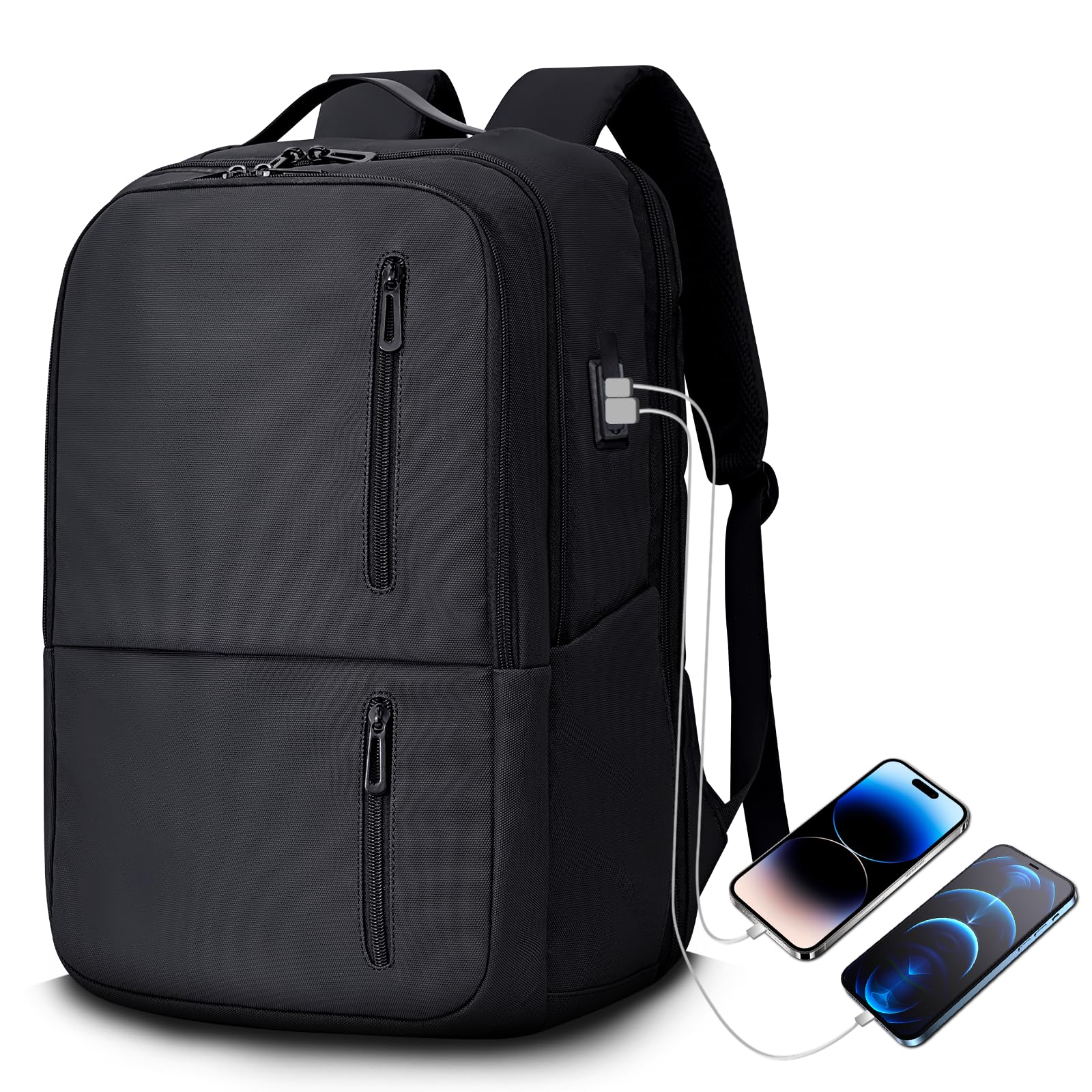 Sac à dos pour Ordinateur Portable 17,3 Pouces, sac à dos de Voyage Professionnel Imperméable avec port de Recharge USB, sac à dos Compact pour Homme et Femme, sac léger pour le Travail et les études