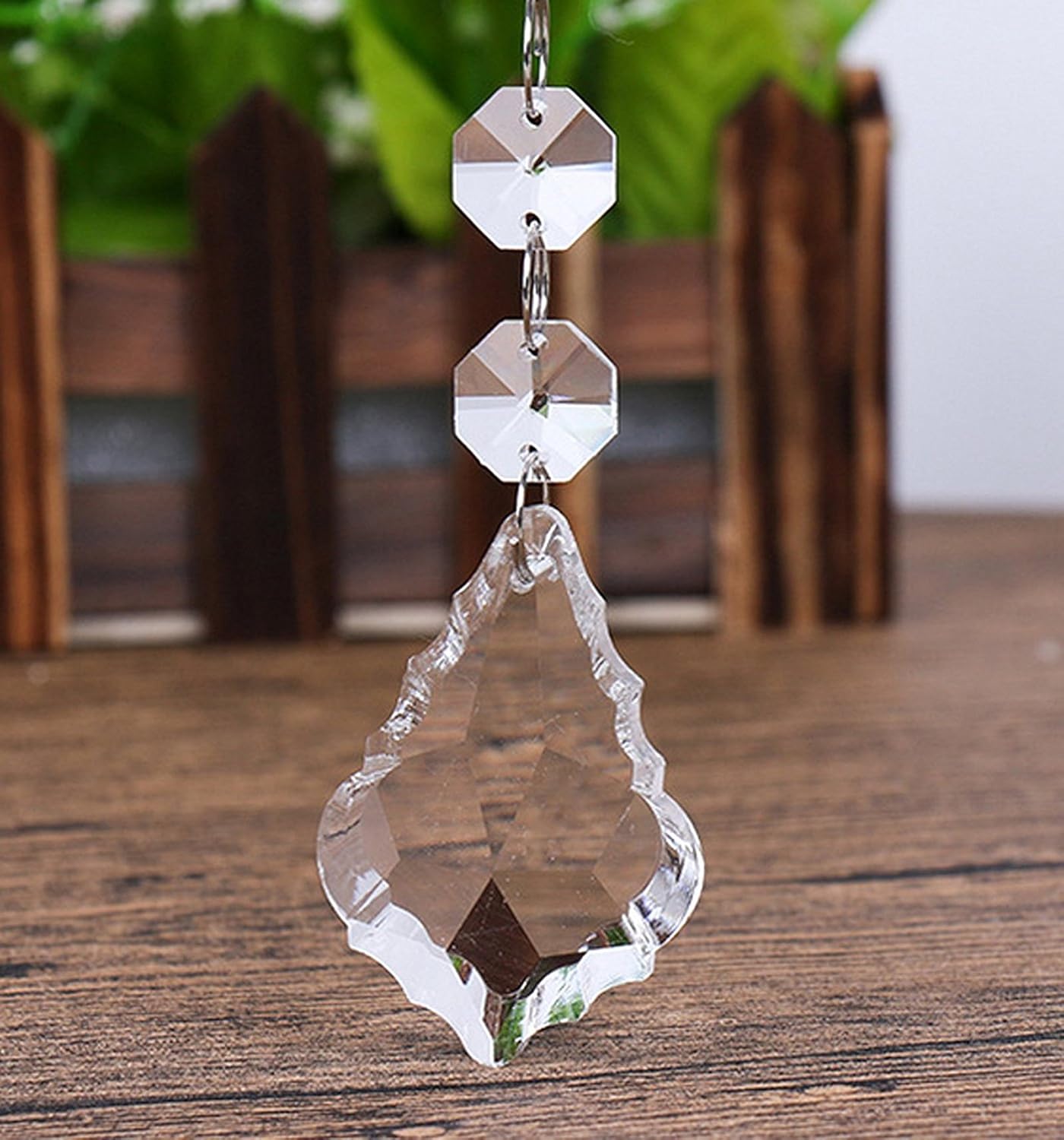 BIHRTC Pack of 12 Clear Crystal Maple Leaf Chandelier Prisms Pendants Hanging Galss Crystal Pendants Beads