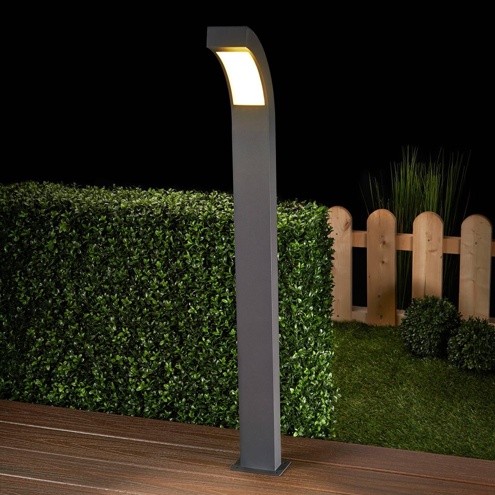 Lucande Lampada LED da esterni (Moderno) colore Nero, in Alluminio lampadina inclusa lampioncino paletto luminoso lampada viale lampione
