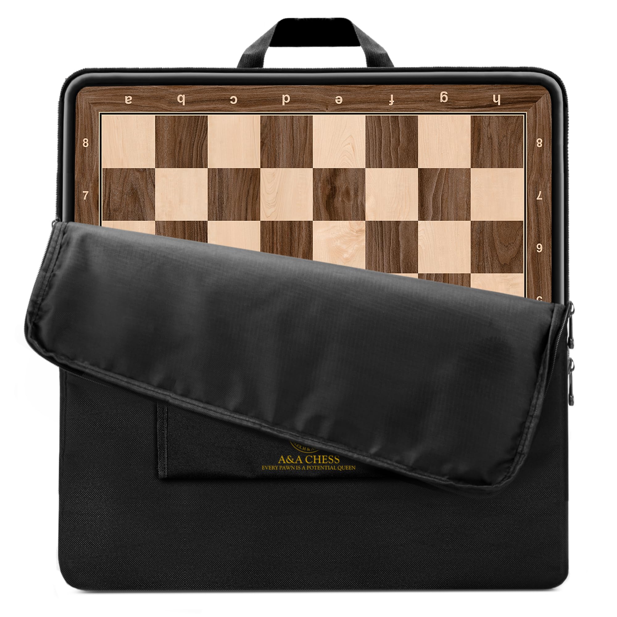 21.25" Professional Wooden Tournament Chess Board/Walnut & Maple Inlaid / 2.25" Squares w/Notation