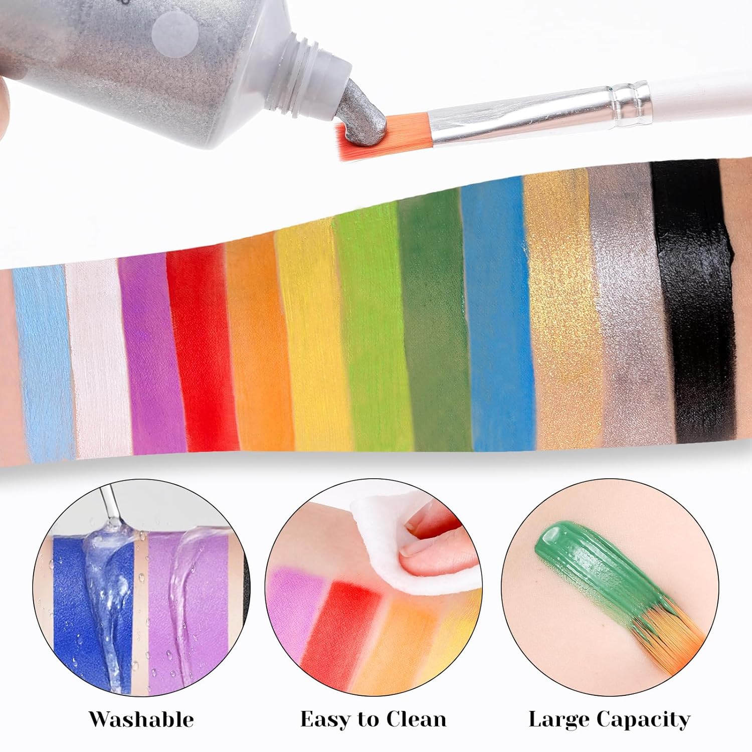 Blue Washable Face Paint 70ml , Water-Based Cream Body Paint for Smurfs, corpse bride SFX Makeup, Non-Toxic Face Body Paint for Halloween SFX Cosplay Makeup ,Costume Events,Party - Image 5