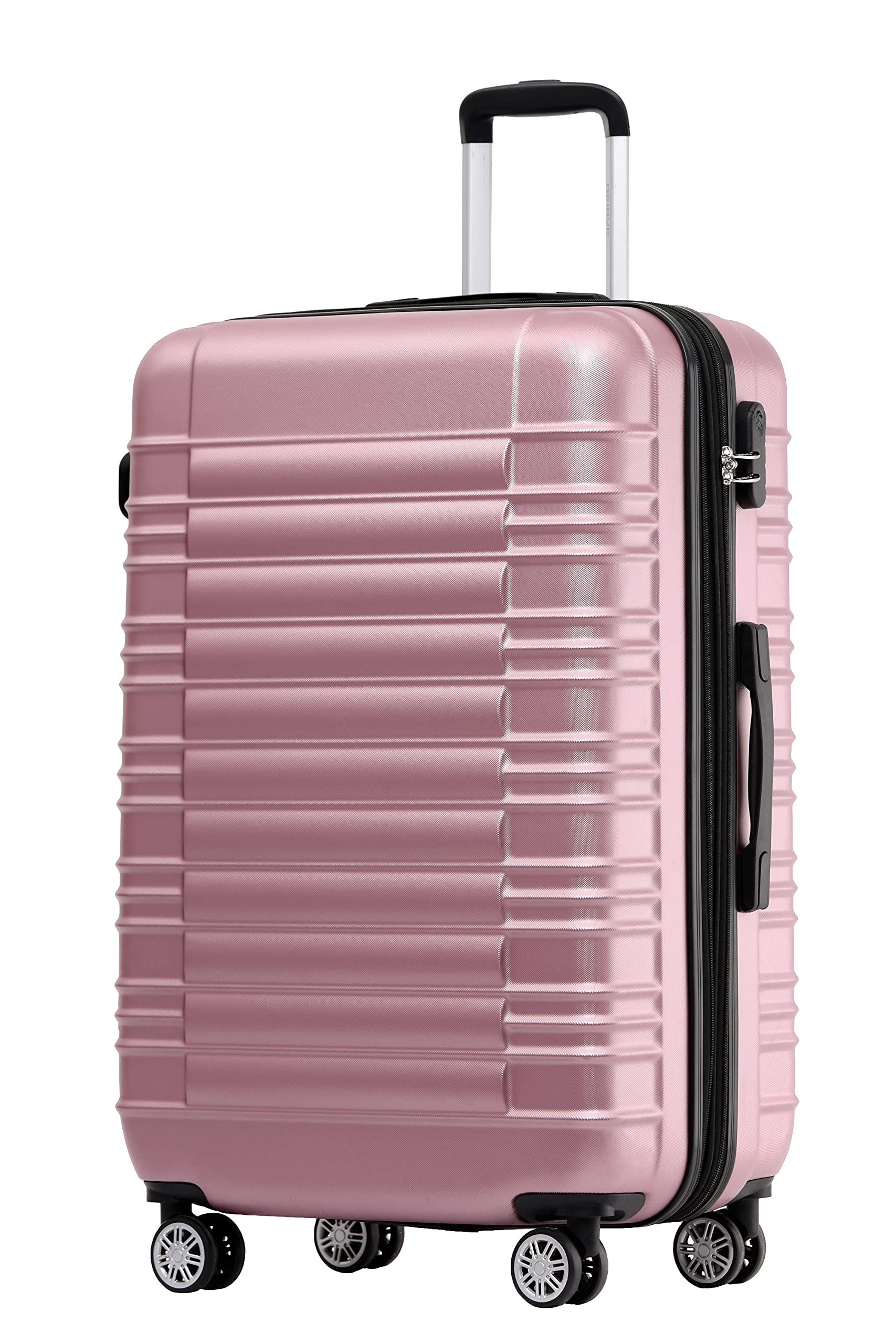 BEIBYE 2088 Hartschalenkoffer aus ABS mit 4 Zwillingsrollen, Reisekoffer Trolley mit Zahlenschloss und Teleskopgriff, Erweiterbarer Koffer M L XL oder Kofferset, Handgepäck 55 cm