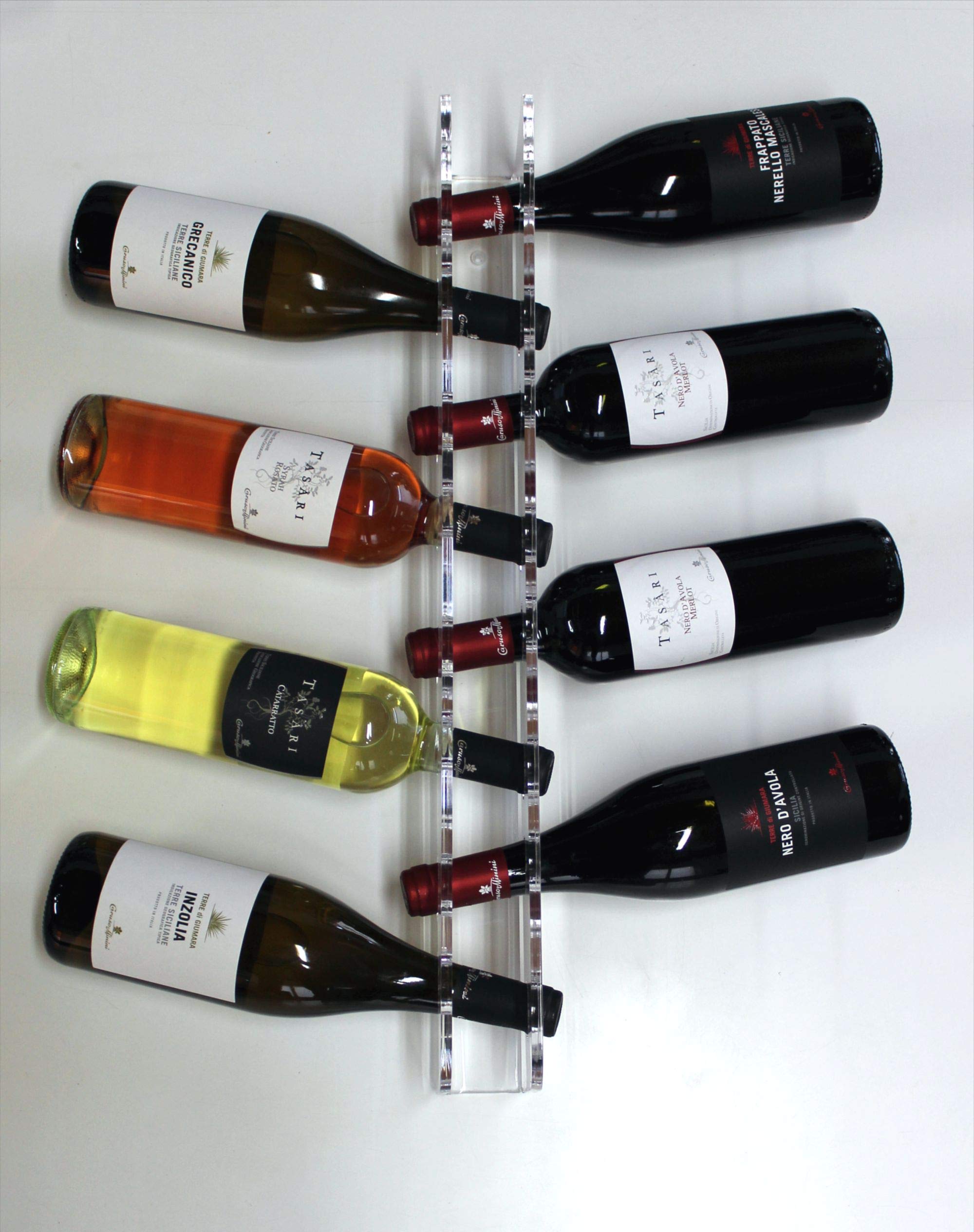 Agplex Cantinetta Vino - Portabottiglie Vino da Parete in vetro acrilico plexig. - Porta Bottiglie di Vino trasparente (Capacità 10 Bottiglie)