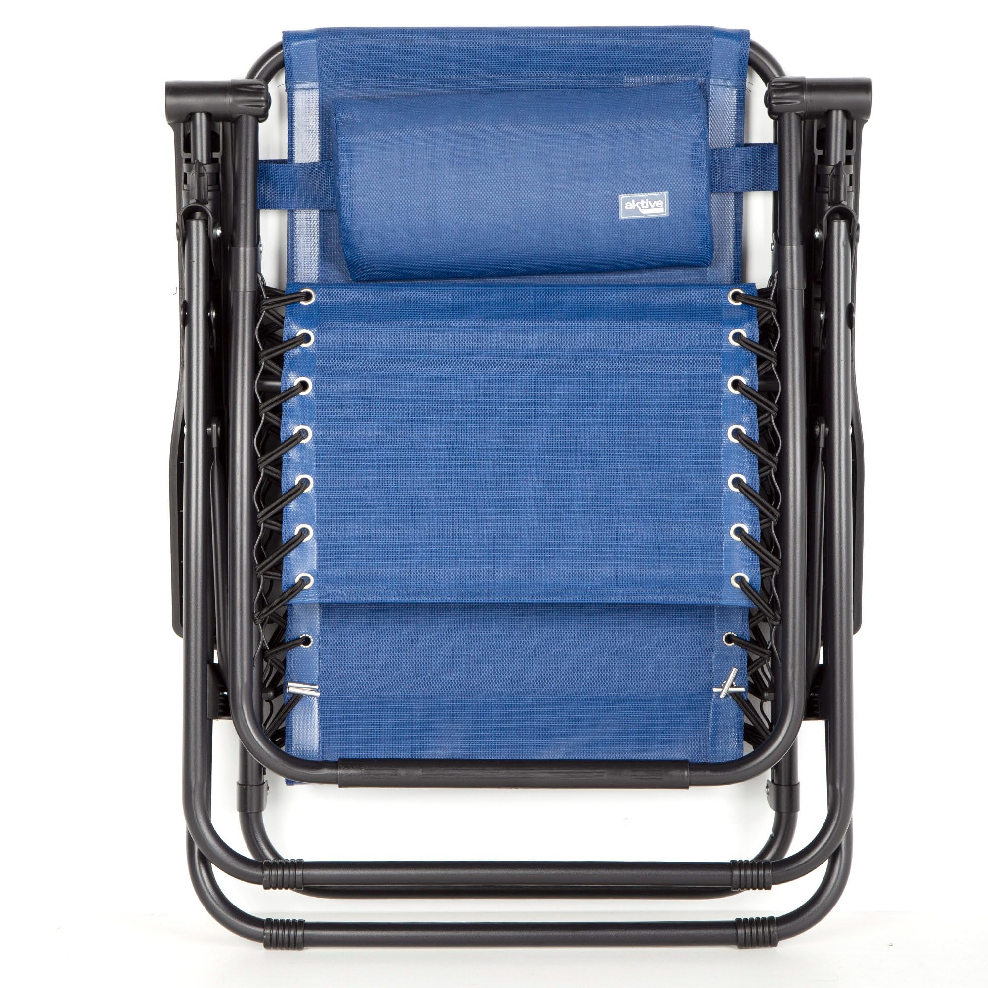AKTIVE Silla Plegable, Gravedad Cero, Azul, con cojín y reposapiés, Cómoda y Resistente, Antivuelco, Acero y textileno, Máximo 110 kg, Jardín, Camping, Tumbonas Plegables para Exterior (61143)
