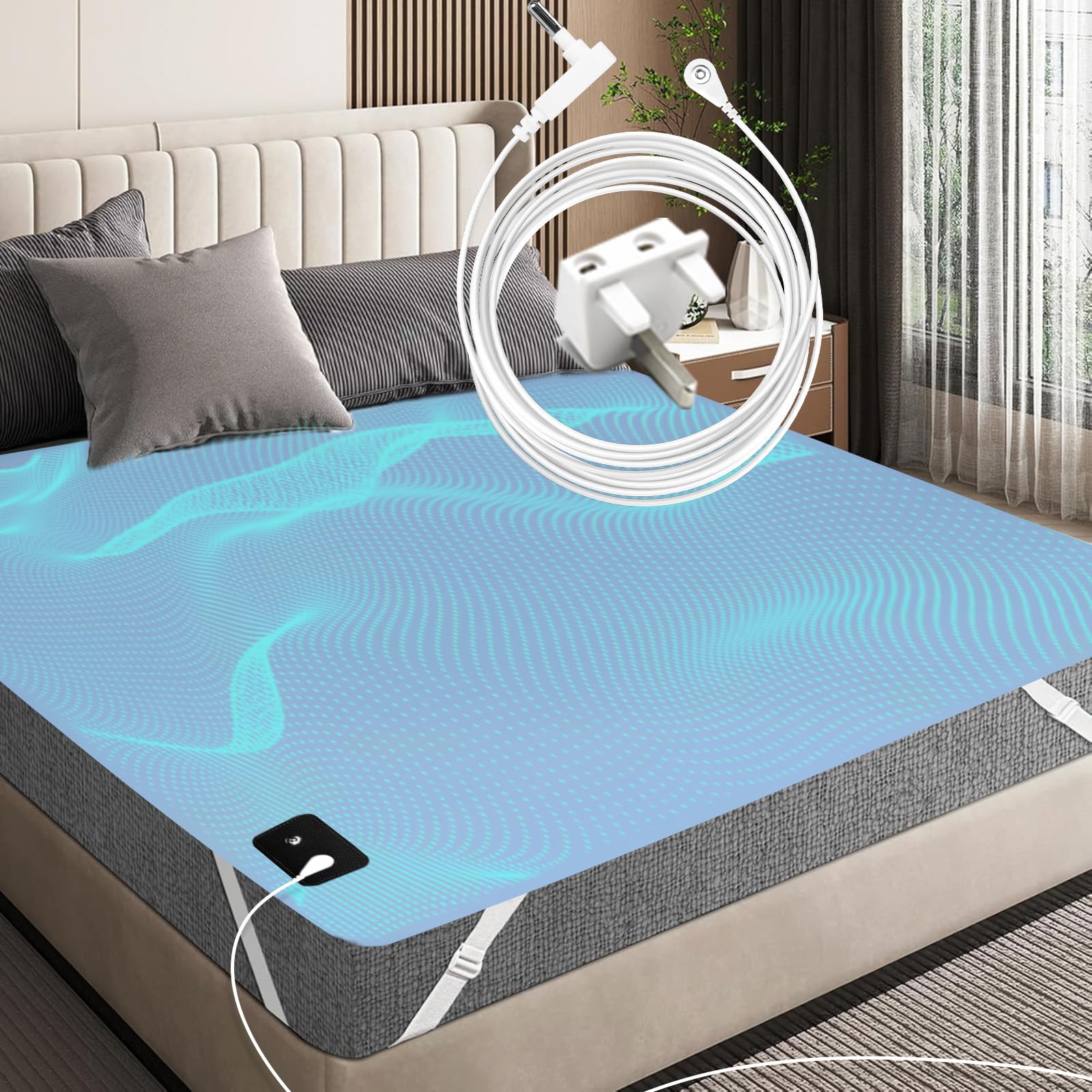 RIQINXIN Grounding Sheet 10% Silver Fiber & 90% Organic Cotton 60x80in Blue