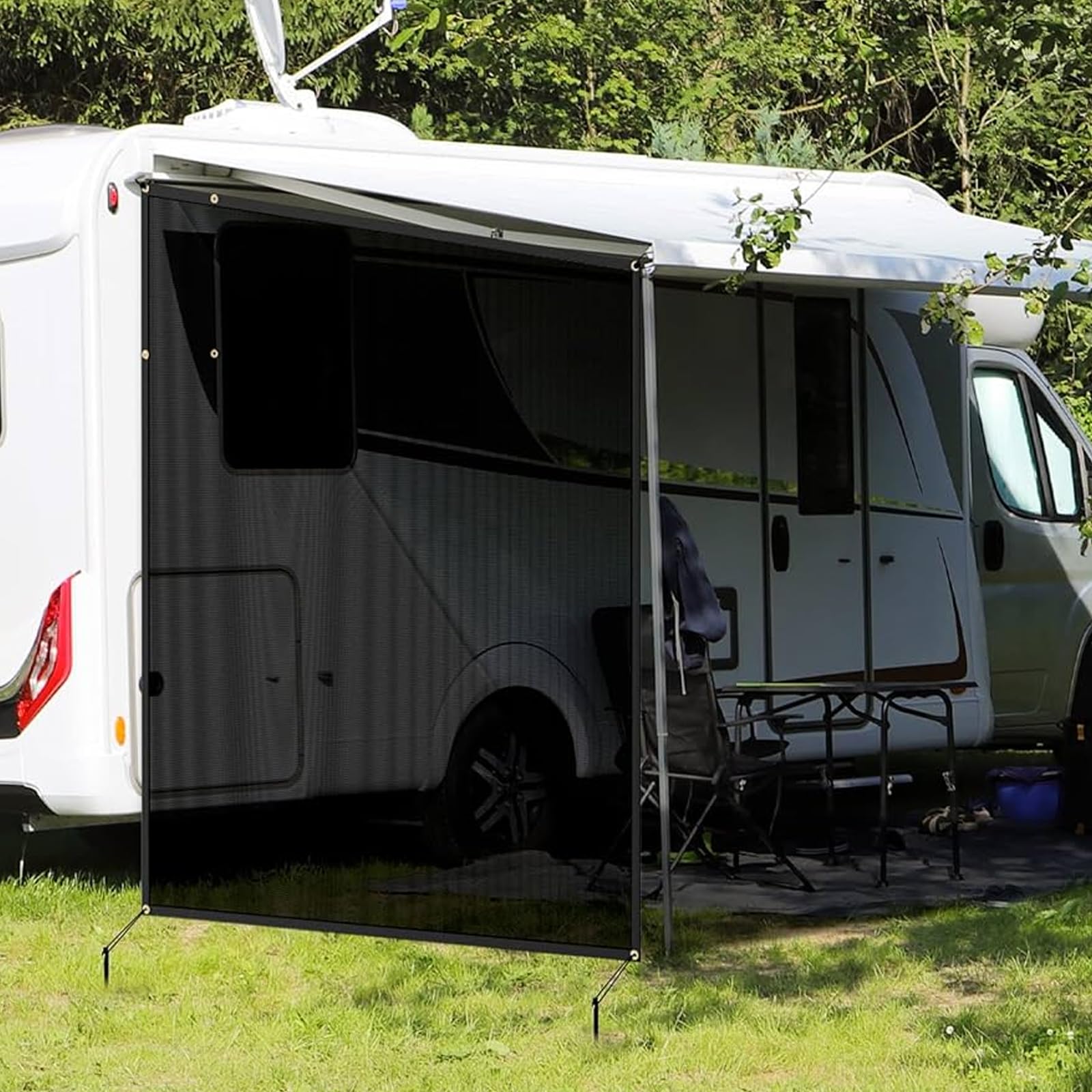 Wohnmobil Markise Sichtschutz, 2,5m x 2,1m, Grau, Universeller Sonnenschutz für Camper & RV, Schnellaufbau (2,5mx2,1m)