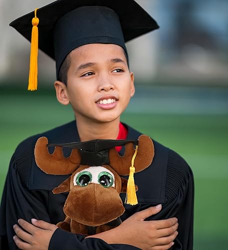 Miniatura 5 de DolliBu Sparkle Eyes Alce - Peluche de graduación de alce, vestido de peluche de graduación súper suave y gorra con traje de borla con