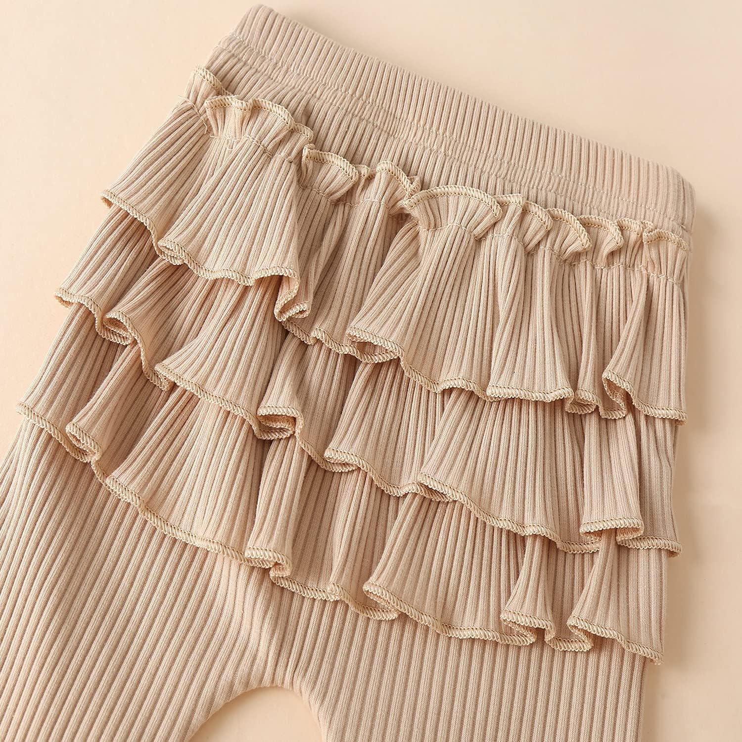 Fullfamous Baby Girl's 3pc Rib Frill Long Sleeve Romper and Pant Set - Image 5