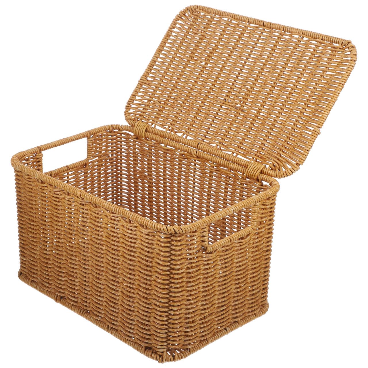 Wicker Storage Basket with Lid - Rattan Woven Organizer for Clothes, Toys, and Sundries - Decorative and Versatile Indoor Storage Solution