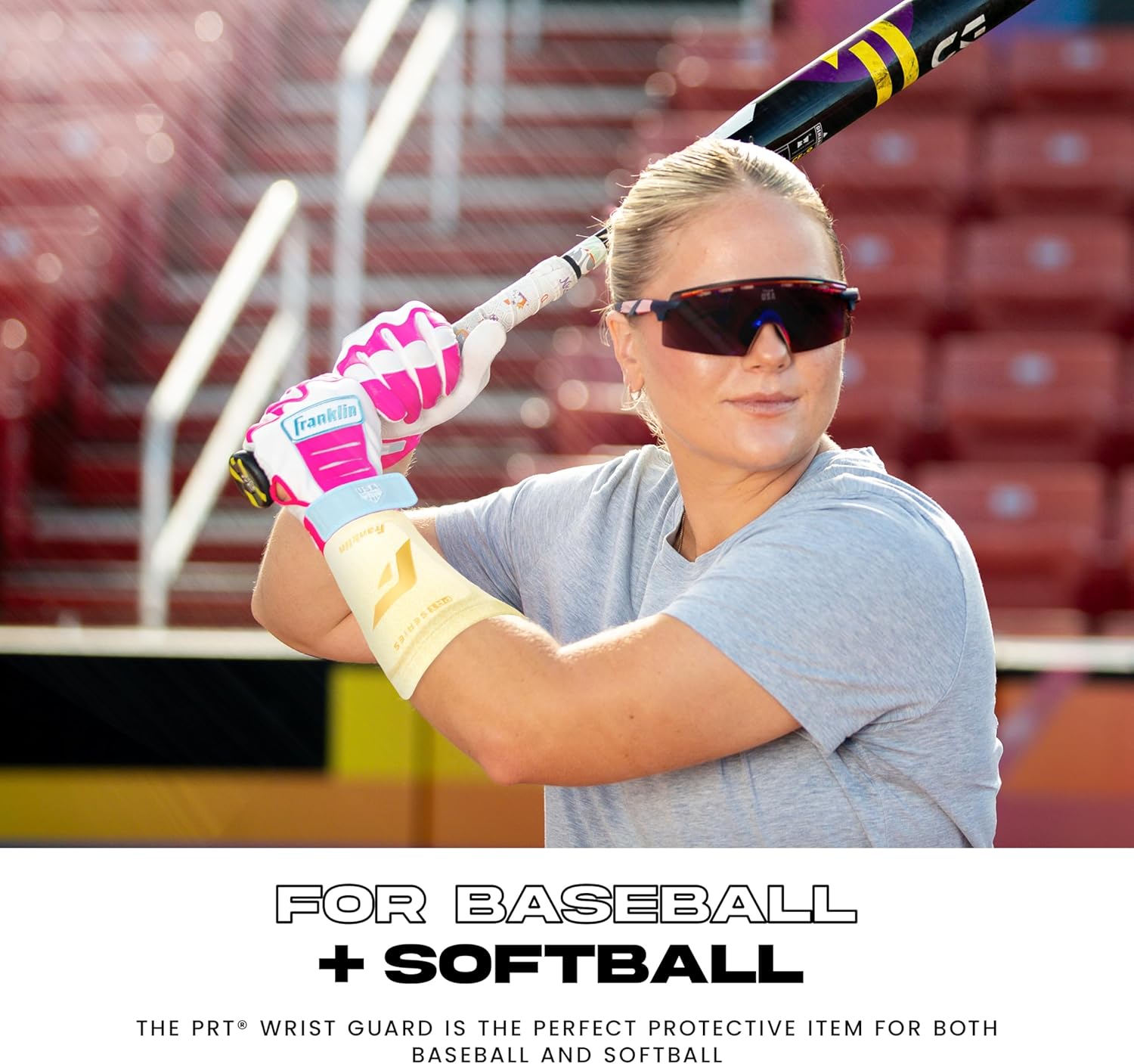 Franklin Sports Baseball Softball Protective Wrist Guard - Adult PRT Series Wrist Shield for Fielding - Protective Gear Equipment - Right Left Arm