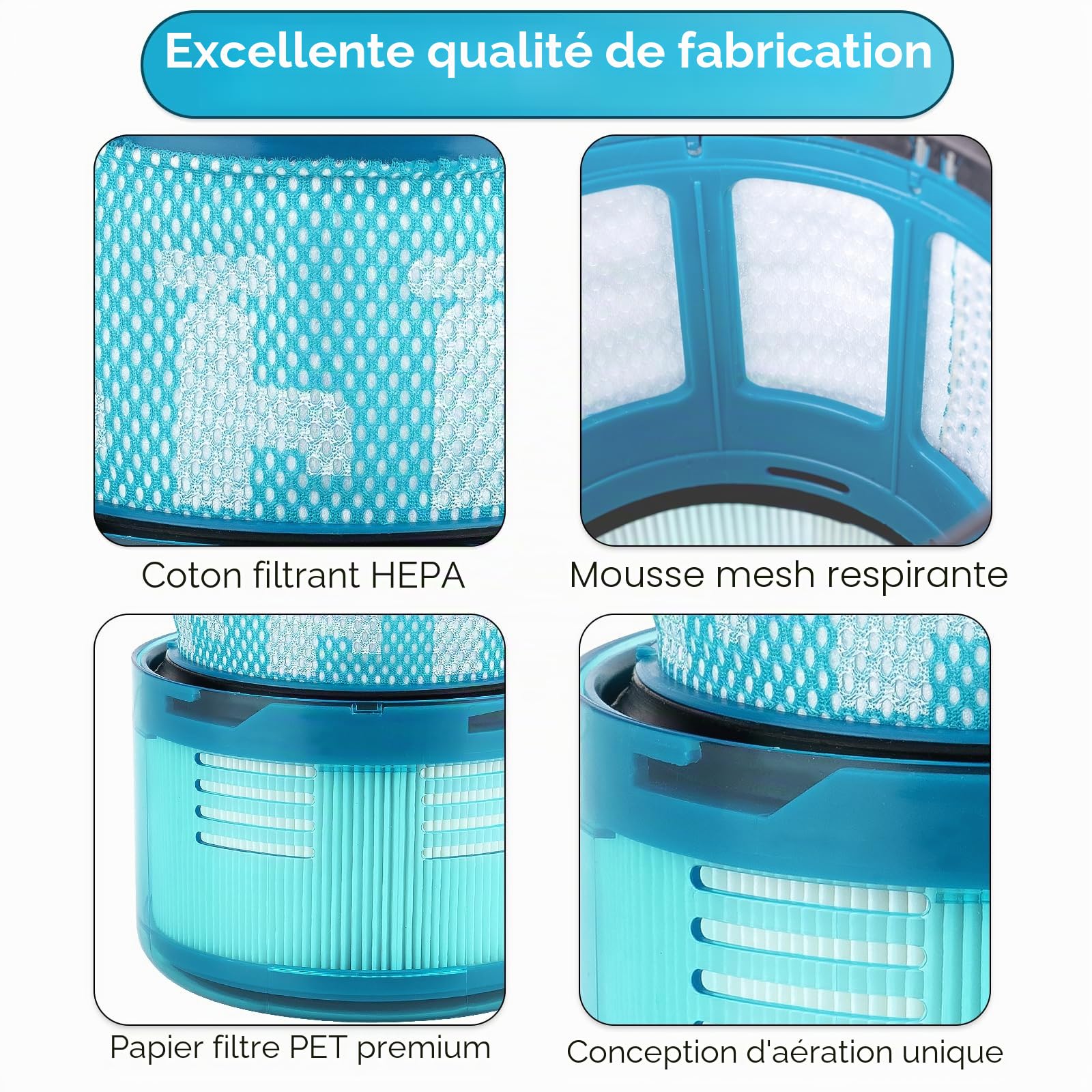 (3 pièces) Gen5 Outsize Filtres HEPA de remplacement pour les aspirateurs sans fil Dyson Gen5Detect, Gen5 Detect Absolute SV23, Gen5 Outsize, Gen5 Outsize Absolute SV24 Gen5 Detection Fluffy