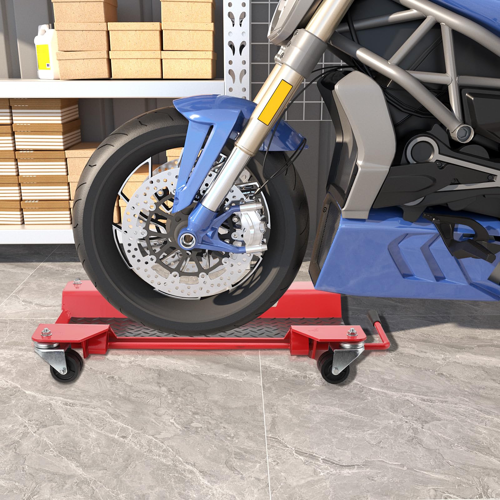 Carrello Motociclistico 360Kg Con Ruote Girevoli 360° Antiscivolo Per Spostamento Facile Moto Manutenzione Garage Autofficina Inverno Carrello Sposta Moto