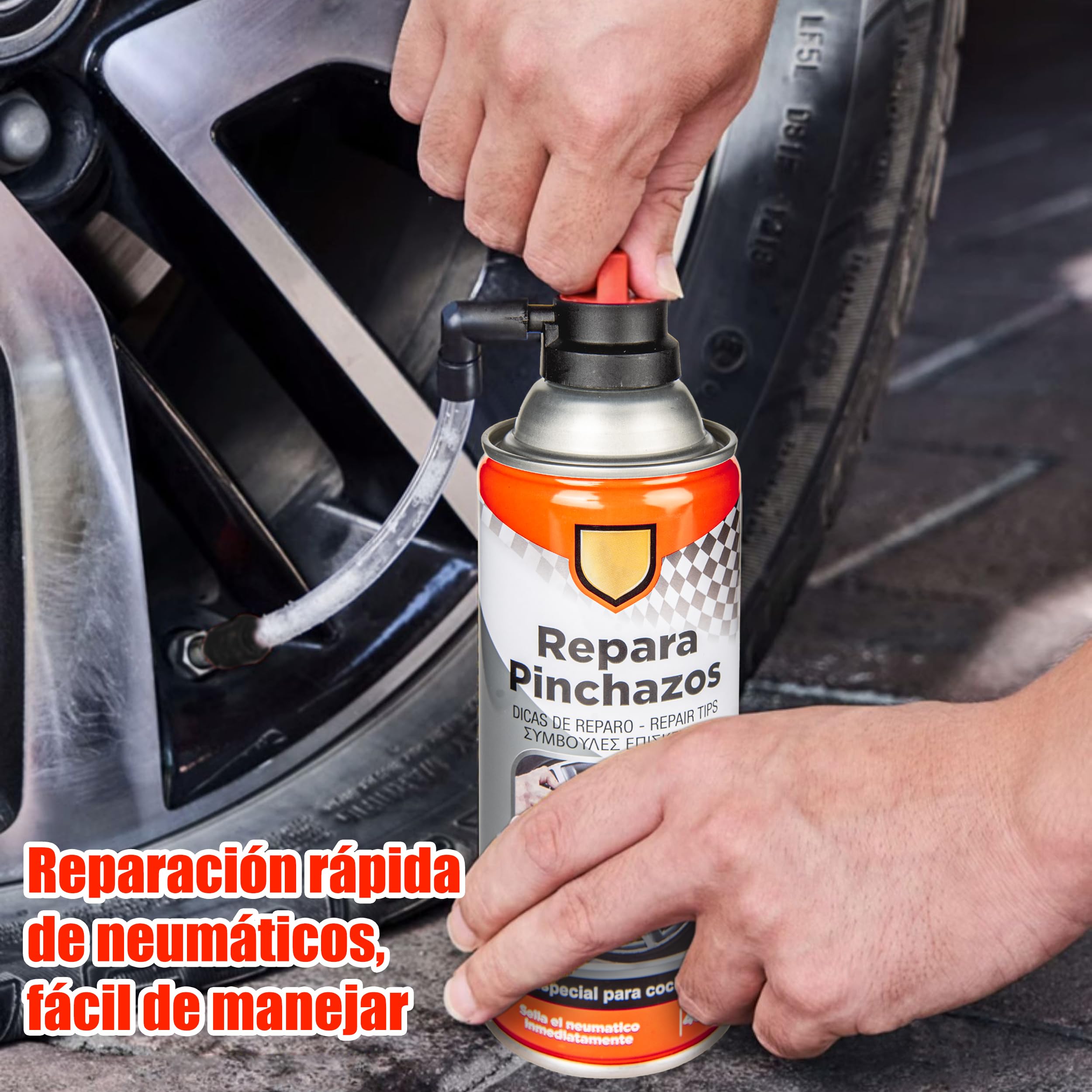 Kit Repara Pinchazos Especial para Coche 450ml Sella el Neumatico Inmediatamente - Sellador Emergencia para Reparar Ruedas (2)