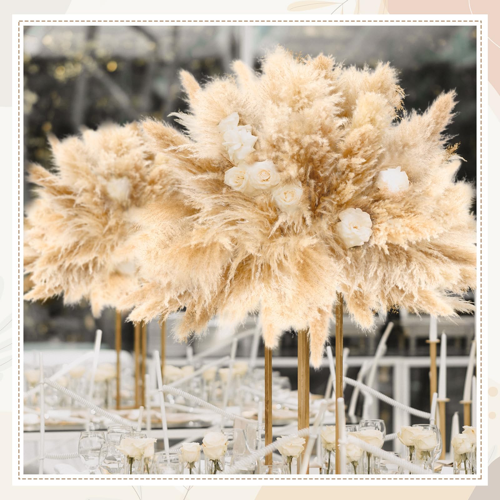 140 Stiele Getrocknetes Pampasgras Deko, Großes Pampasgras für hohe Bodenvase | Natürliche Beige Pampas Trockenblumenstrauß für Hochzeit Party Bauernhaus Boho Home Decor 40 Zoll