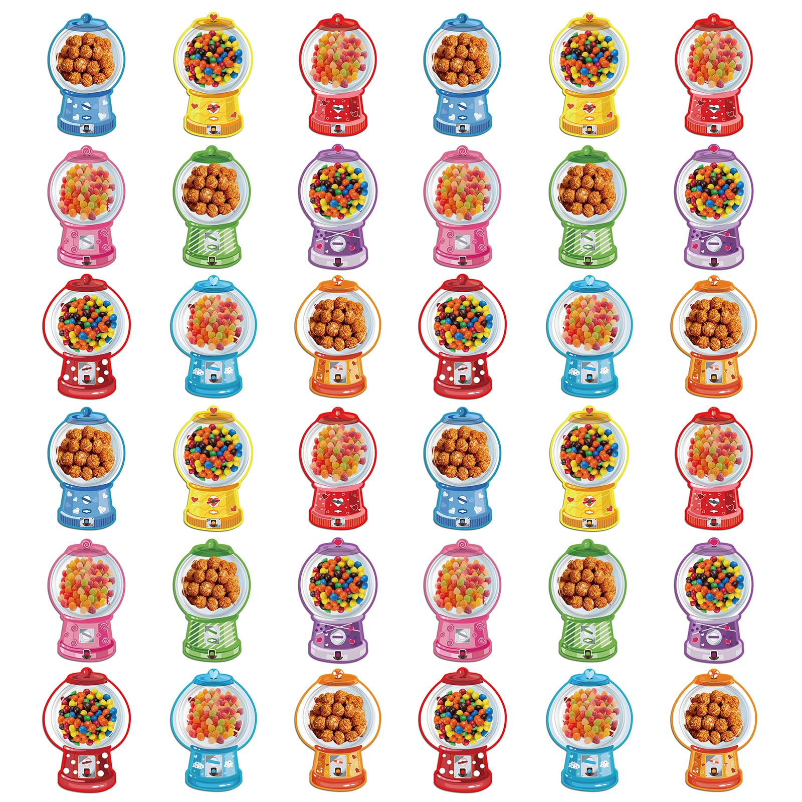 Msioytog Of 18/36 Valentine Activity Cards with Gumballs Machine Designs and Transparency Dome for Candy Gifts Classroom Exchange Cards