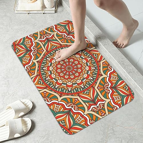 Miniatura 11 de Alfombra de baño para baño, patrón bohemio clásico, antideslizante, secado rápido, lavable a máquina, cómoda alfombra de baño para baño, bañera
