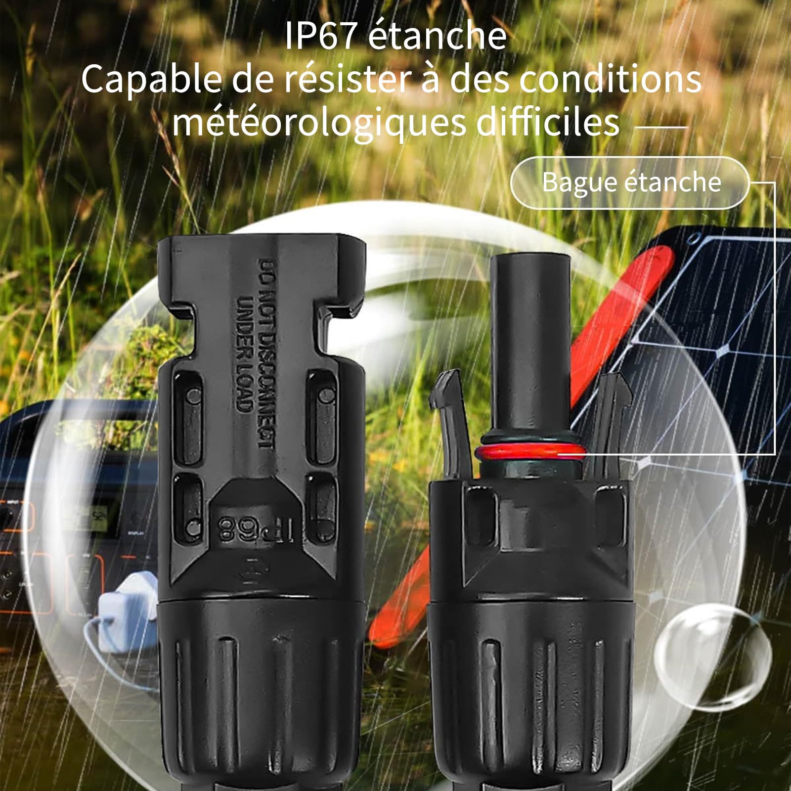 Câble Panneau Solaire vers XT60 Anderson 2M,Adaptateur 6 en 1 | Câble 12AWG,Étanchéité IP67,Compatible stations d'énergie portables,Connecteurs plaqués or