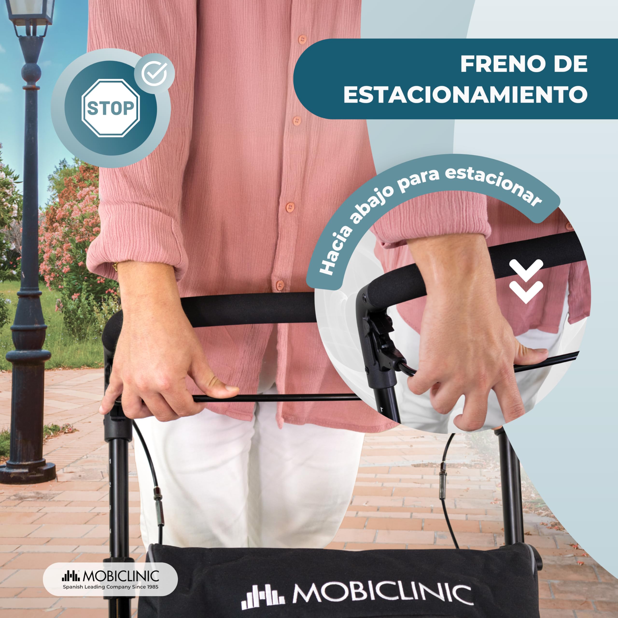 Mobiclinic®, Andador Plegable + Carro de la Compra, 2 en 1, Freno de Estacionamiento, Regulable en 6 Alturas, Monomando, Cesta y Bolsa XXL Extraíble, Ruedas 360º, Resistente, Aluminio, Formen