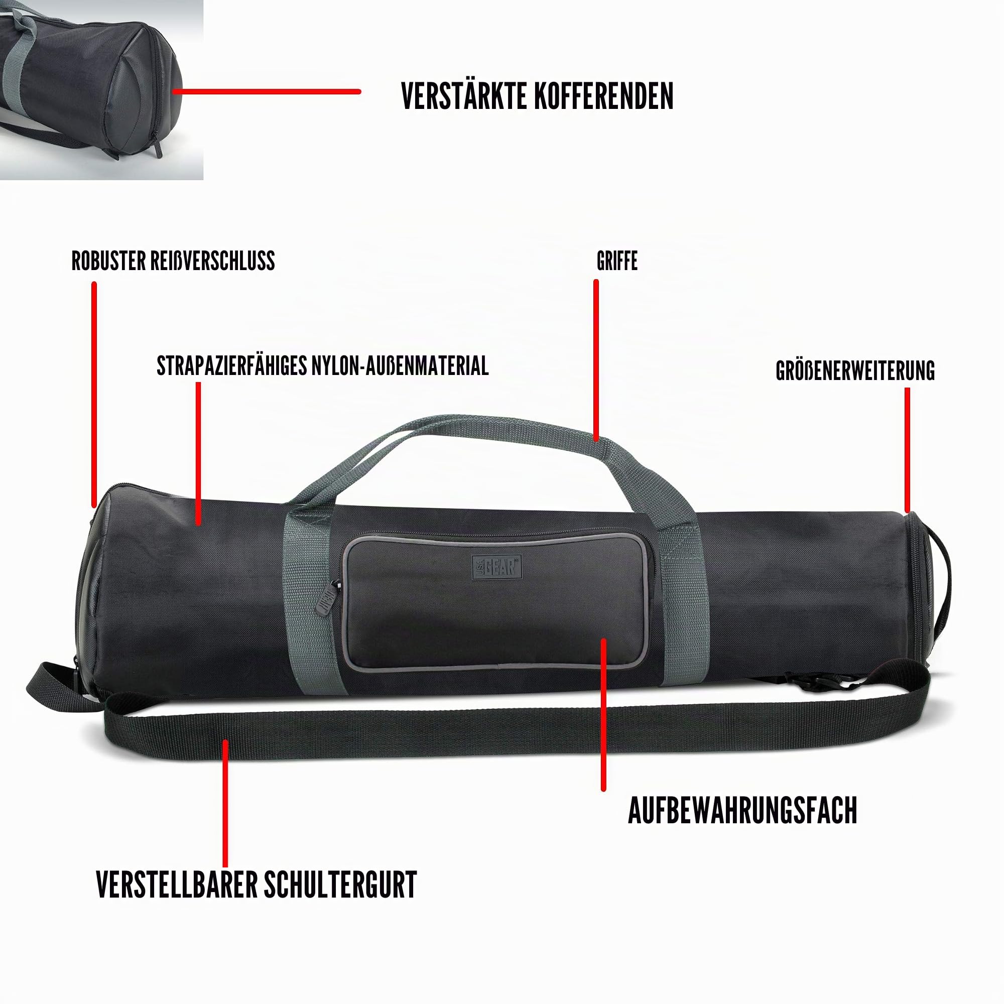 USA Gear Gepolsterte Stativ-Tasche mit erweiterbarem Fach & Zubehör Aufbewahrung. für Hama Einsteiger-Dreibeinstativ Manfrotto Stativ Hähnel SIRUI usw