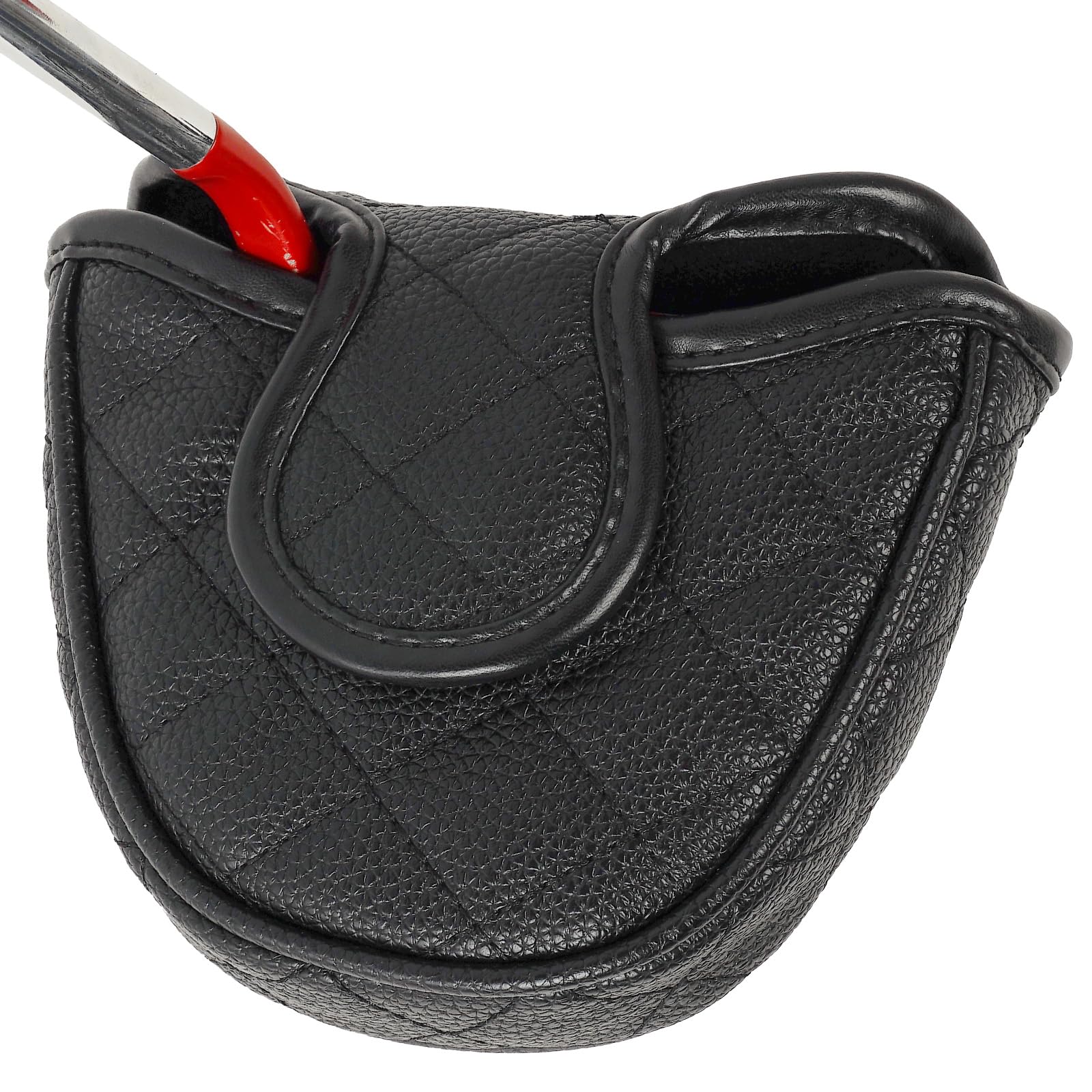 Golf Mallet Putter Head Cover Magnetic Closure Side-shaft Golf Club Protector Simple Black Pu Leather