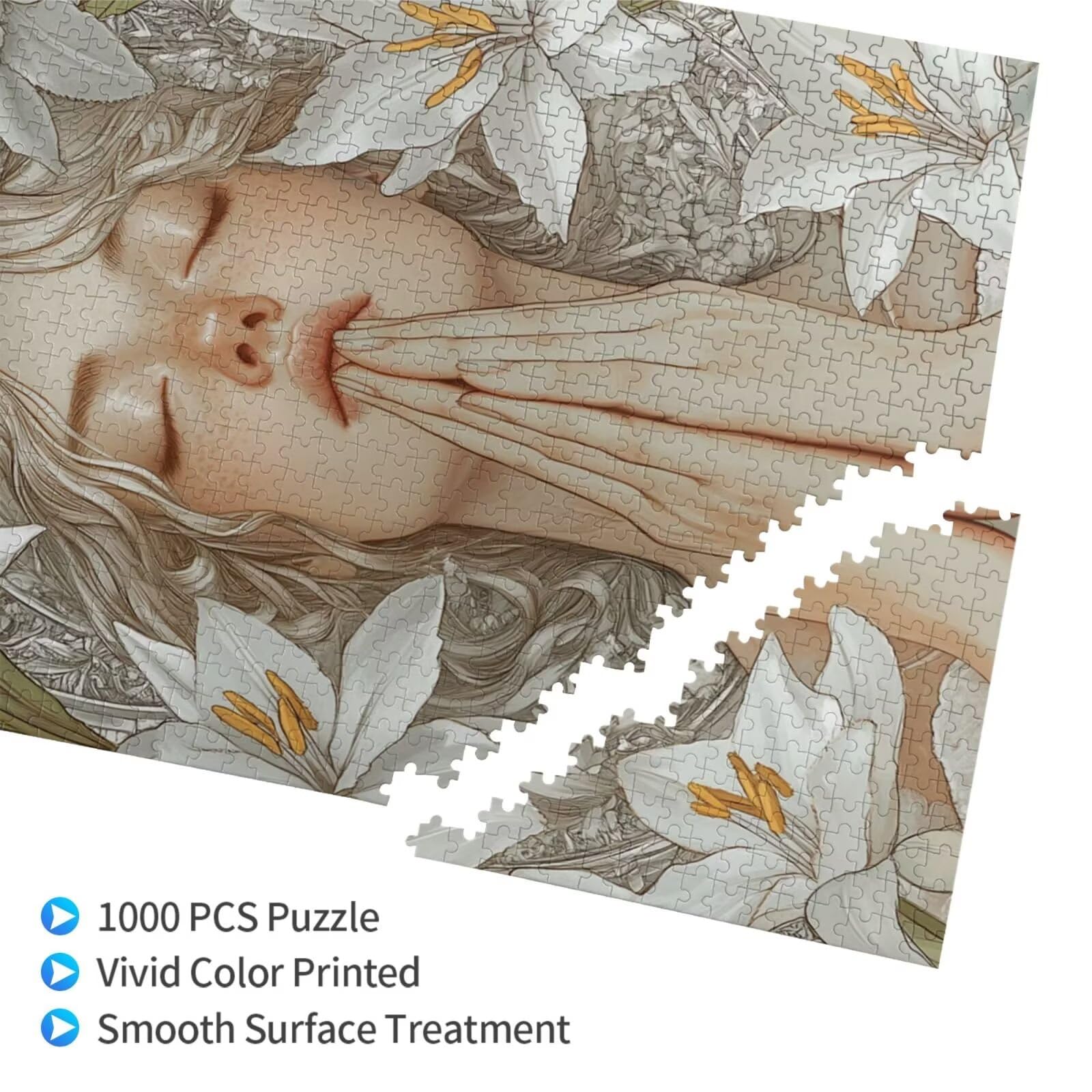 Femme Puzzle Fleur 3000 Pièces Adultes, DIY Puzzles Classiques Art avec Boîte d'emballage et Photos de Référence, Relaxation/Soulagement du Stress/Jeux Amusants, Creatif Cadeau pour Femme M-1824