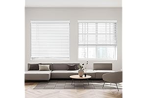 DEZ FURNISHINGS Cordless 2in Faux Wood Blinds White 70Wx72H