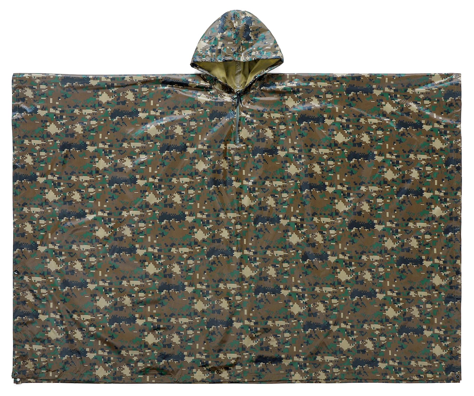 Yoinlia Waterproof Poncho With Hood Camo Rain Poncho Emergency Poncho Digital Camo