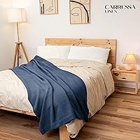 Vista 13 de Carressa Linen Pure Cotton, Luxury Twin Size Soft White Blanket Herringbone Pattern, Lightweight, Soft & Cozy Premium Fall Bed Throw Blanket for All