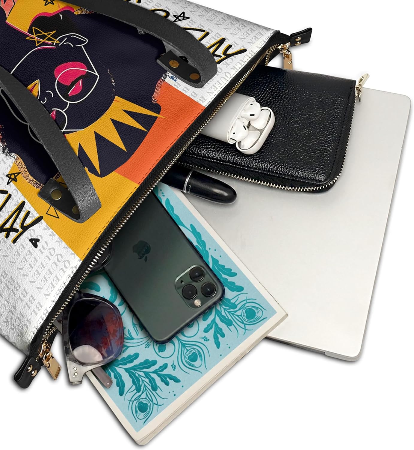 Afroyla Bundle: Aina White & AfroEssence Tote Bag - 2 Piece Set, Premium Vegan Leather, Christmas Gift for Women - Image 6