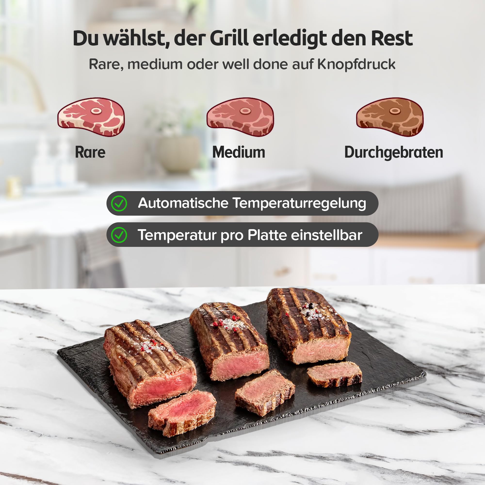 Olvy Kontaktgrill Elektrogrill Mit Touchscreen Für Perfektes Braten | 1 Set | 7 Programme | Fleisch & Gemüse | PFAS-Freie Antihaftplatten | Elektrischer Tischgrill Paninimaker