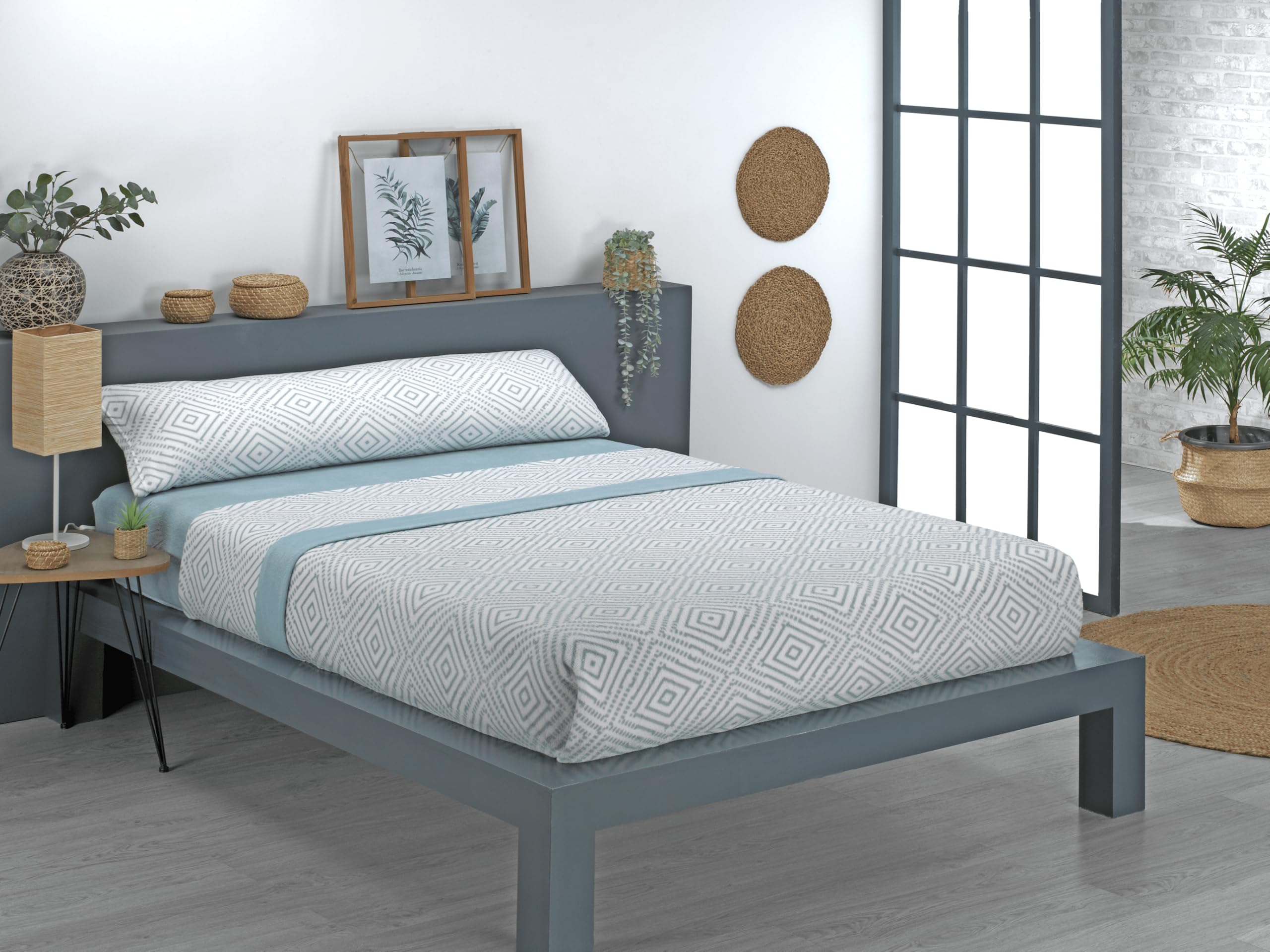 Sábanas Coralina 135, Juego Sábanas Coralina 3 Piezas (Encimera, Bajera y Funda Almohada) - Sábana Invierno 135 Térmica, Ropa de Cama Tacto Extrasuave y Transpirable (Celta Agua)