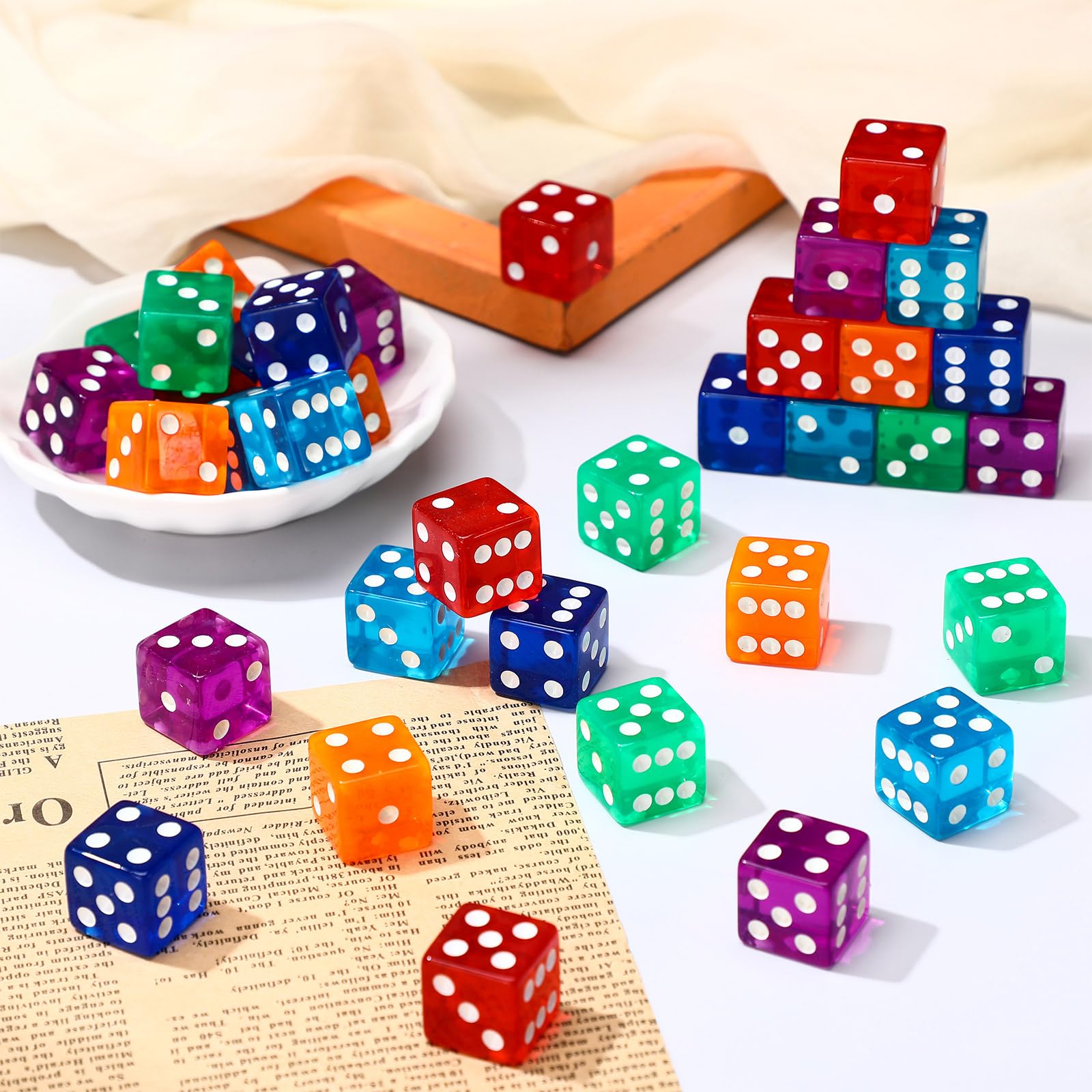 QUARKZMAN 24 Dados D6 Coloridos De 16 Mm – Acrílico Con Puntos Dorados, Rojo/Negro Bicolor, Perfectos Para Juegos De Mesa Y Reemplazo