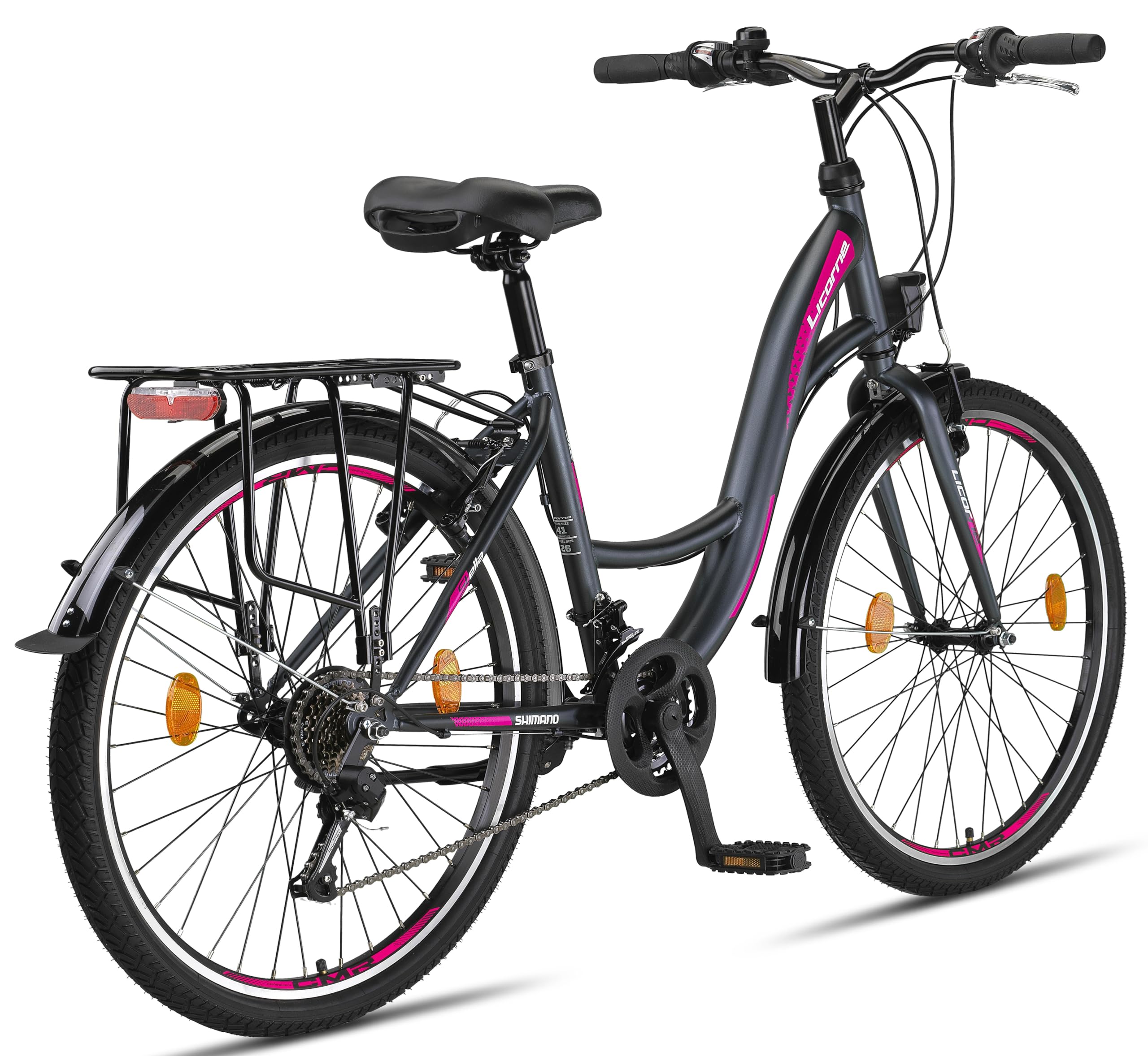 Licorne Bike Stella Premium City Bike da 20,24,26, 28 pollici, per ragazze, ragazzi, uomini e donne, cambio a 21 marce (6 marce a 20 pollici)
