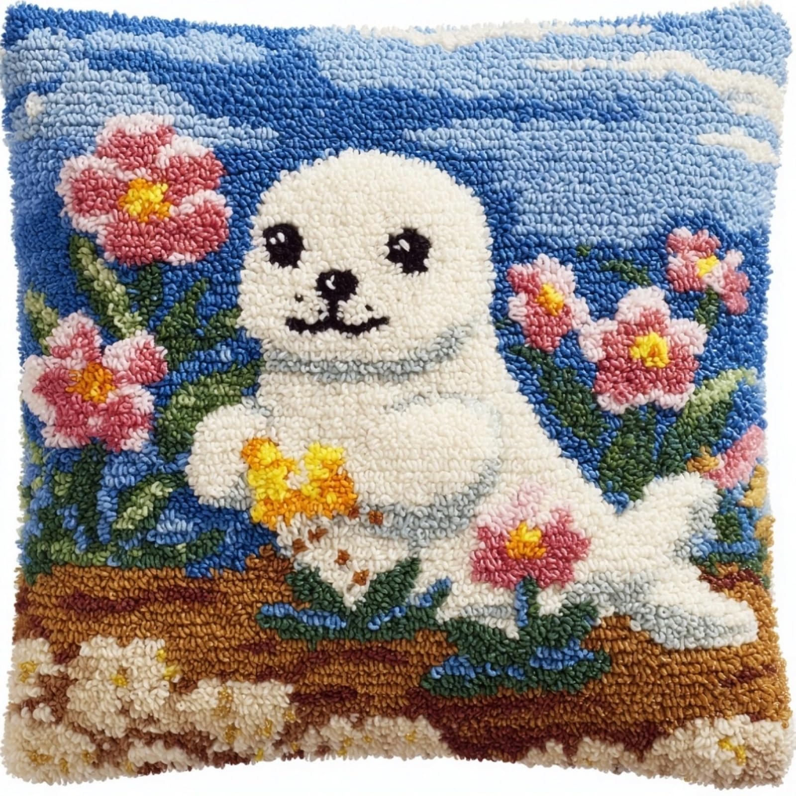 AxiangziK Latch Hook Kits 17x17in,Flowers and Otters