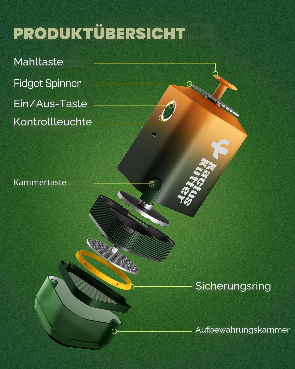 K5 Elektrische Küchenmühle, batteriebetrieben, automatisch, tragbar, Gewürzmühle zum Mahlen, hält bis zu 5 g