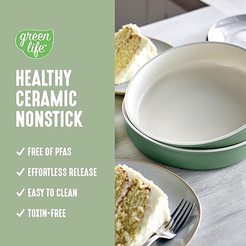 Miniatura 2 de GreenLife Juego de 6 utensilios antiadherentes para hornear, sartenes de cerámica no tóxicas sin PFAS, aptos para lavavajillas y horno hasta 450 F,