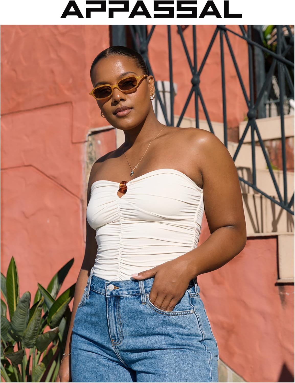 Retro Rectangle Sunglasses for Women Men Trendy Small Narrow Square Sunnies AP3729,Yellow Tortoise/Brown - Image 2