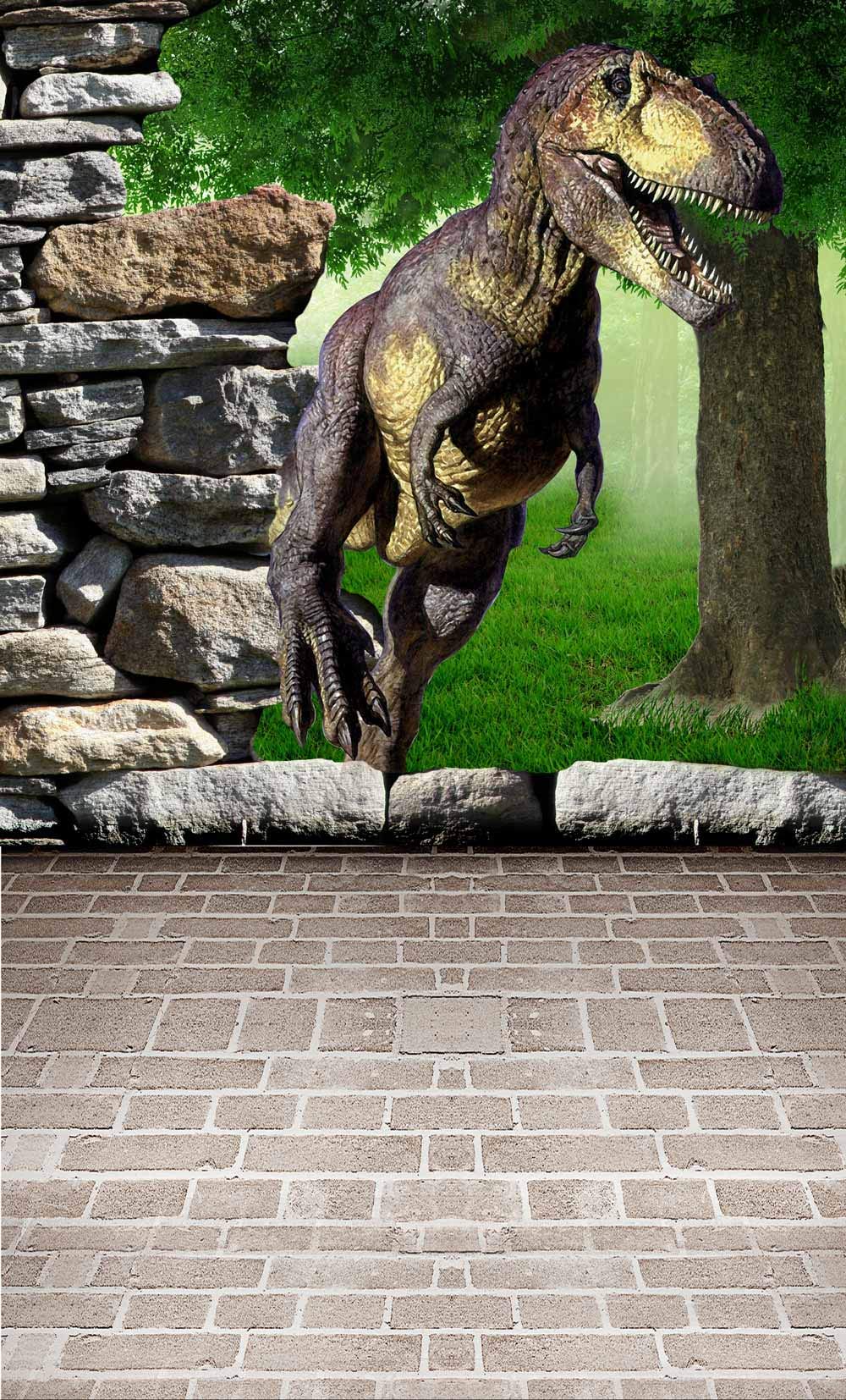 Amazon | 恐竜の世界写真背景 5x7フィート 3D ティラノサウルス