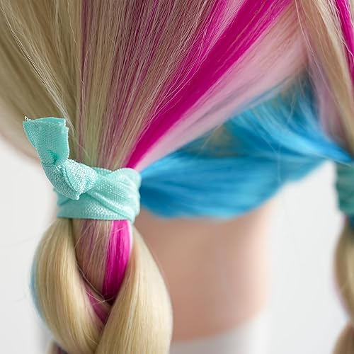 Miniatura 4 de MEEDEE Paquete de 100 cintas suaves para el cabello de color verde menta sin arrugas para mujer, anudadas, sin daños, sin pegamento para colas de