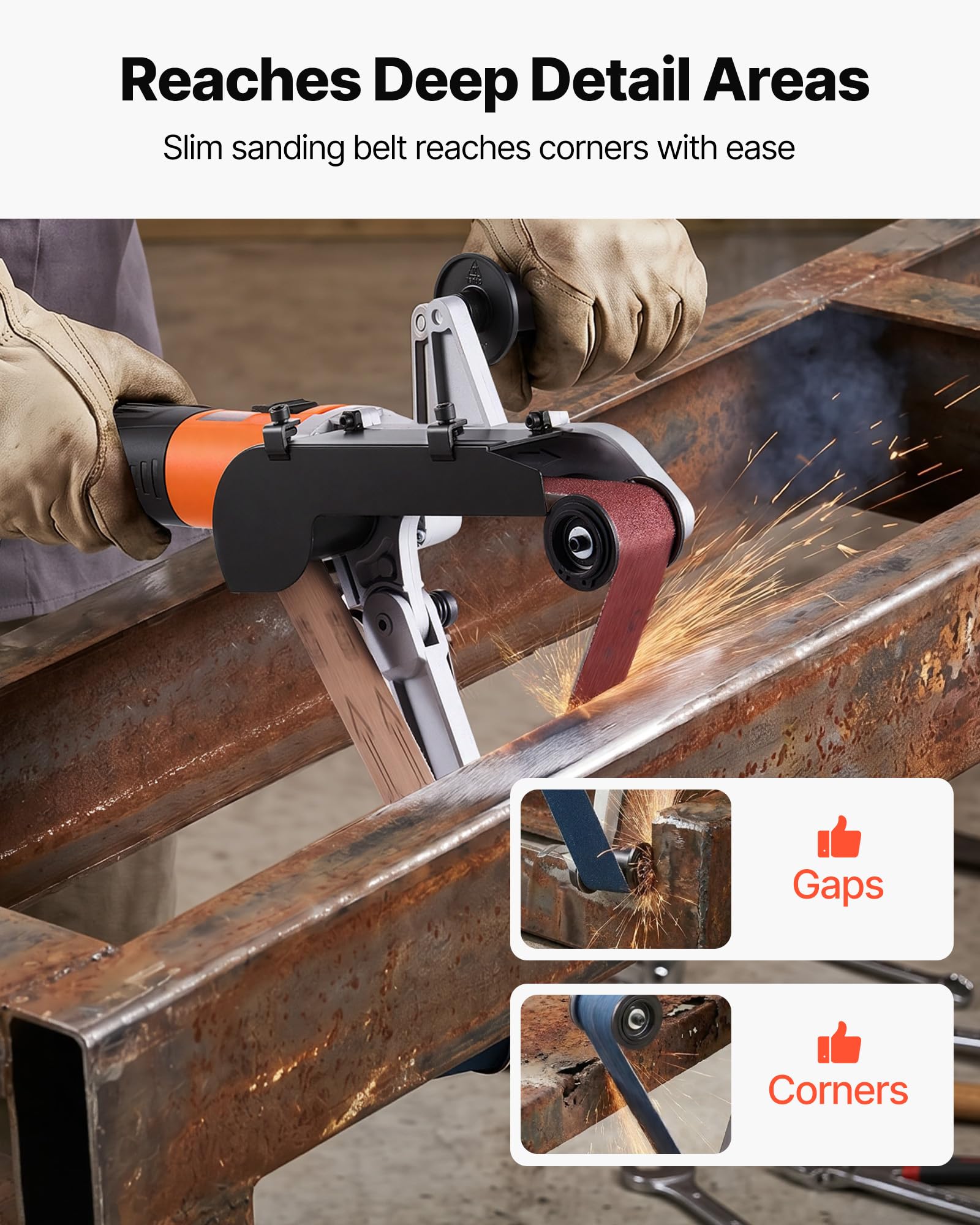 VEVOR Ponceuse à Bande, Ponceuse de Tubes Professionnelle 1300 W avec 6 Vitesses Variables 1100-3200 tr/min avec 100 Bandes Abrasives 40 x 760 mm pour Polissage, Finition, Élimination de la Rouille