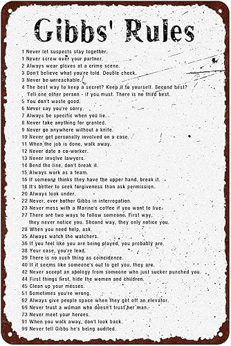 Cartel de metal de lata de Gibbs Rules Retro Poster Cafe Bar Sala de estar Baño Cocina Arte Hogar Decoración de Pared Placa Regalo 8x12 pulgadas
