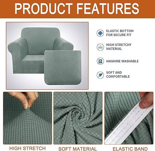 Miniatura 2 de HAOYONG Fundas de sofá jacquard de alta elasticidad para sofá, fundas de cojín separadas para sillón de sala de estar, fundas de 2 piezas para